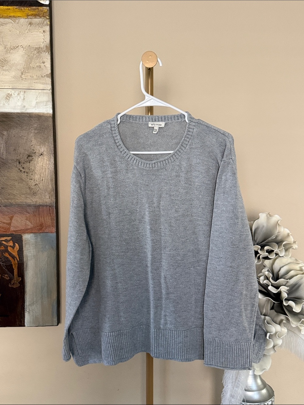 Ella Moss Classic Heather Gray Crewneck Sweater